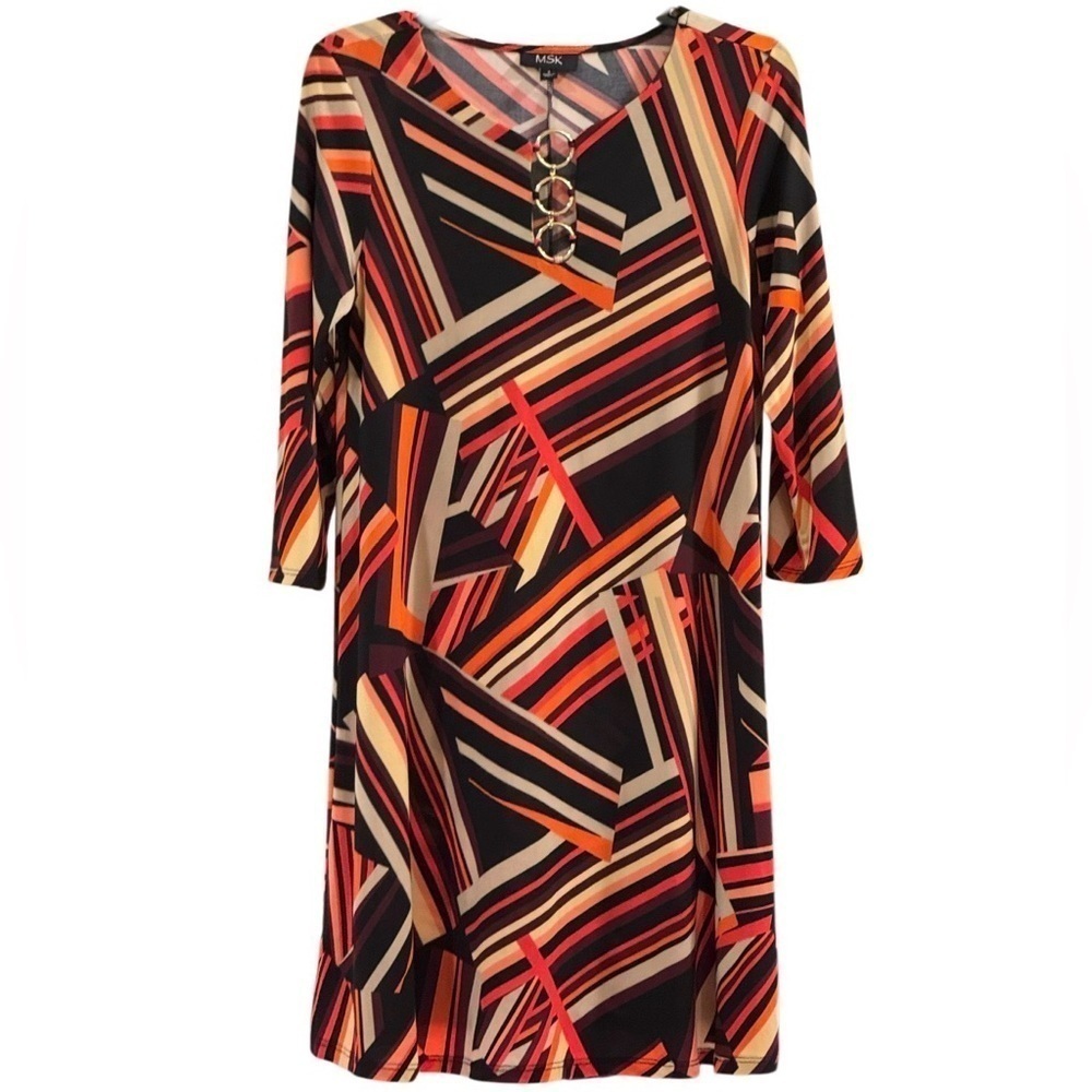 MSK Geometric Print Shift Dress Size 6